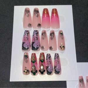 🎃 24 Press-On Nails ~ Pink Flamingo ~